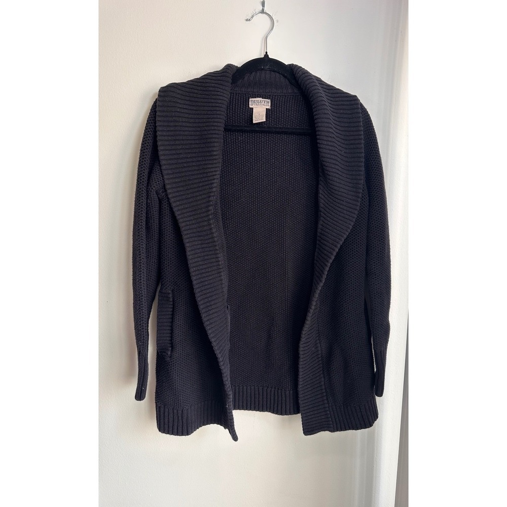 Duluth Trading Co Shawl Collar Knit Cardigan Sweater Women's Size S Cotton Blend